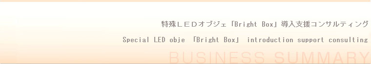 特殊LEDオブジェクト「Bright Box」導入支援コンサルティング